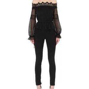 Self-Portrait Black Lace Detail Jumpsuit